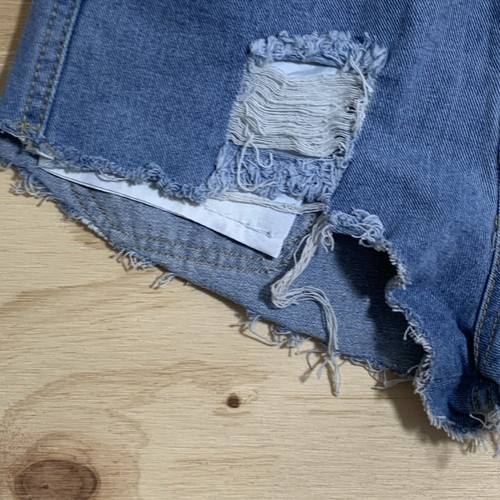 Valley Girl Denim Shorts Womens 8 Blue Cotton Blend Cut Off Mini Distressed Fray - Picture 8 of 18