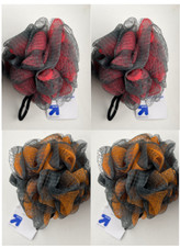 Up  Up Shower Bath Sponge Pouf, Orange  Red, Large Sponges, 4 PACK Variety