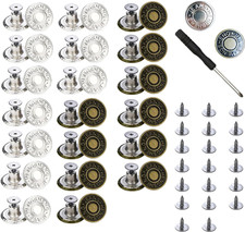 20 Pcs Button for Sewing Metal Jeans, 17 Mm No-Sew Nailess Removable Metal Jeans