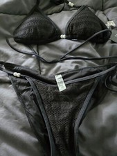 Medium black crochet bikini set