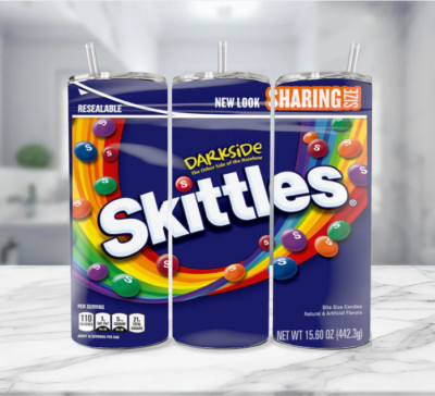 Skittles Darkside Candy Stainless Steel Tumbler Multicolor With Straw - 20 Ounce