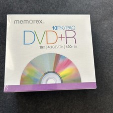 Memorex 10 Pack DVD-R Blank Discs in Jewel Cases 16x 4.7GB 120 Min Brand New