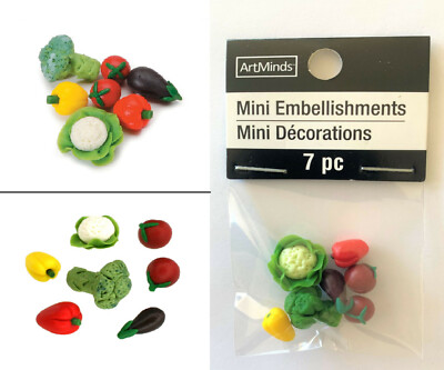 NEW 7 MINIATURE ASSORTED LOOSE VEGETABLES PRODUCE FOOD DOLLHOUSE DISPLAY VEGGIES