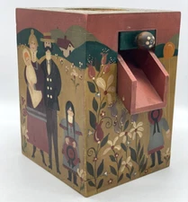 Wooden Hand Painted Folk Art Nut Candy Dispenser 7.5" Tall Home Decor