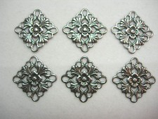 Antiqued Silver Plated Brass Filigree Drops Earring Findings - 6