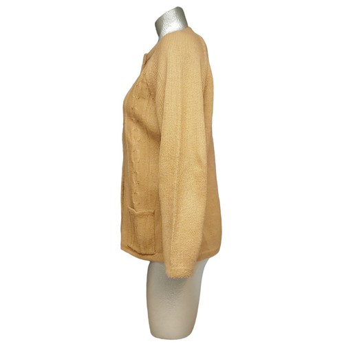 Acryl Strickjacke Pullover M Taschen Zopfmuster Knopfleiste Taiwan Vintage - Bild 3 von 7