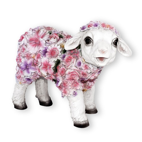 Lamm Figur Stehend Blumenlamm Deko LäMmchen Stehend Deko Lamm Skulptur Schaf-image