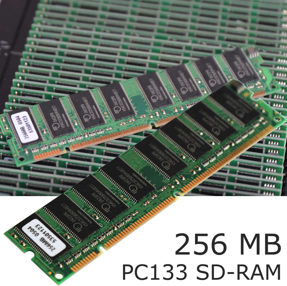256MB PC133 SD-RAM RAM SPEICHER MEMORY F. PENTIUM II III AMD K5 K6 168-PIN SD256 - Bild 1 von 2