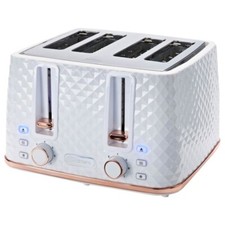 NEW Goodmans Diamond 4 Slice Toaster - White & Rose Gold