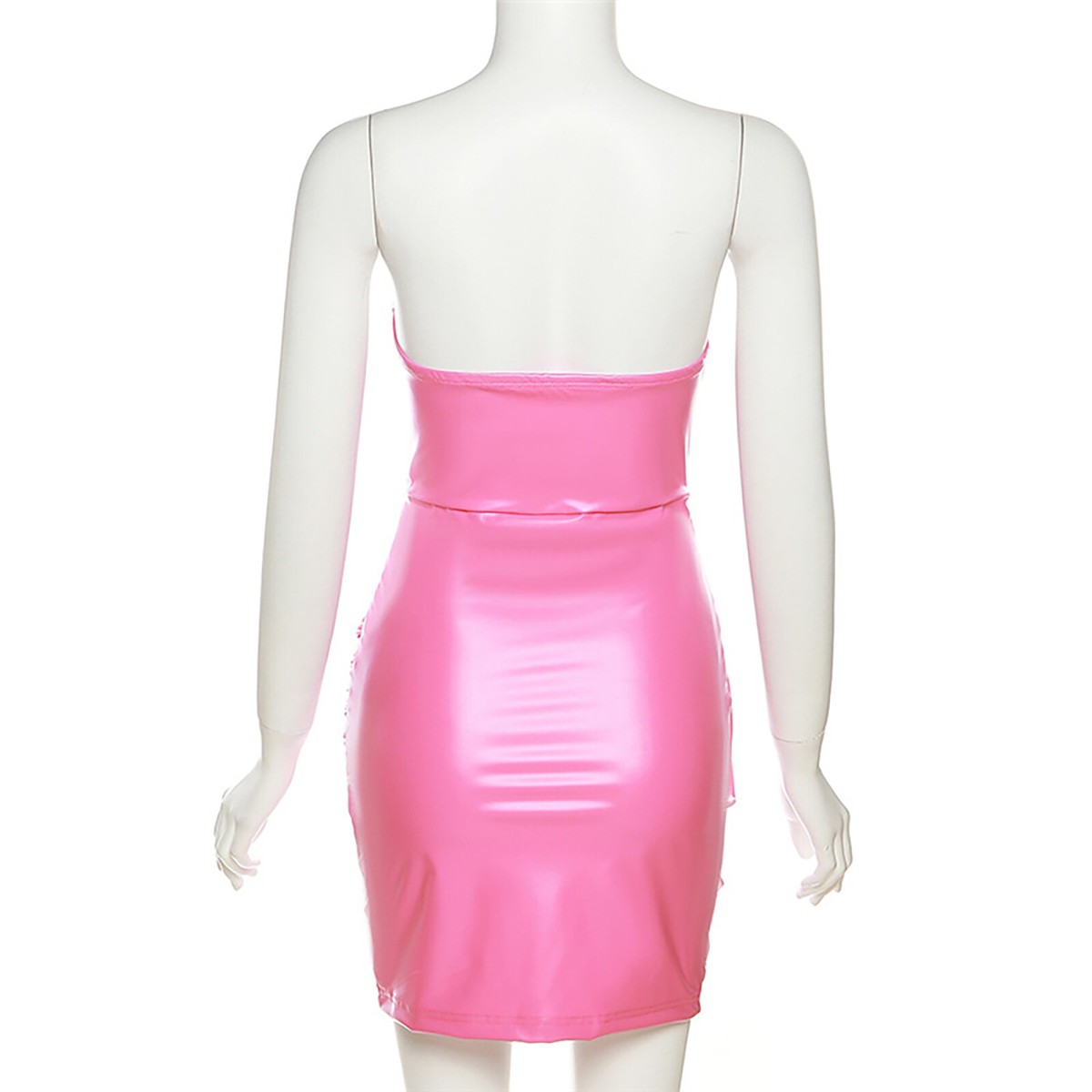hot pink latex bodycon dress POSTER GIRL