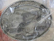 1988 RAILROAD SAVINGS  LOANS BELT BUCKLE FIRST LOCOMOTIVE THE DIESEL SERIES