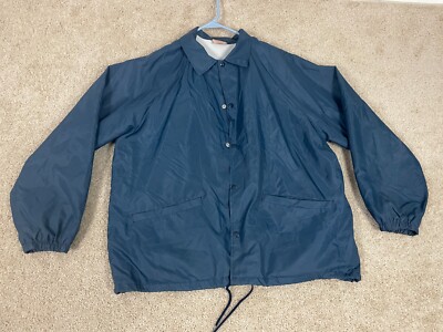 Vintage Cardinal Windbreaker Jacket Mens XL Snap USA Jevic Transportation Blue