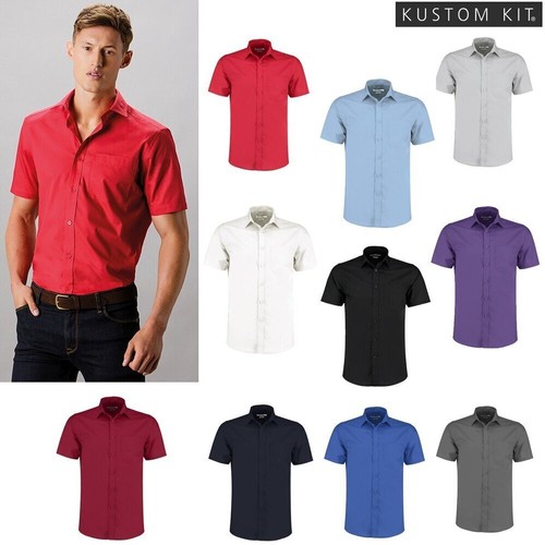 Kustom Kit Men's Tailored Fit Short Sleeved Poplin Shirt (KK141