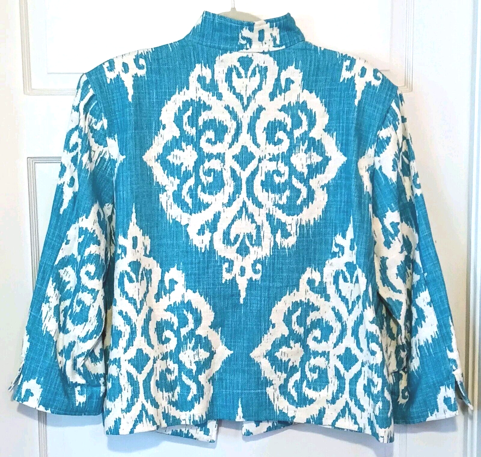 Giacca vintage dipinta blu pony tangeri caraibica taglia XL nuova con etichette