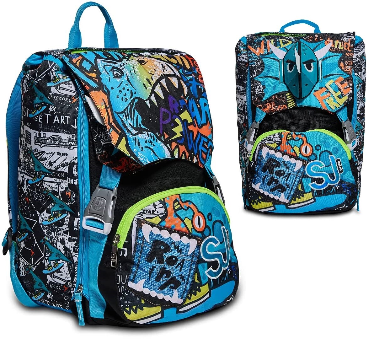 Zaino scuola SJ estensibile Big flip 3d dinosauro rinoceronte boy backpack
