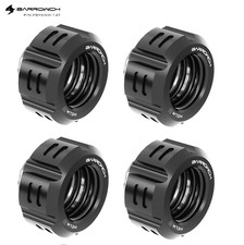 4 Pcs Barrowch Helm 2 G1/4" Compression Fitting for 14mm OD Rigid Tubing, Black