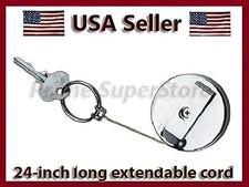 1 RETRACTABLE BLACK/CHROME ID BADGE HOLDER BELT CLIP 24 CORD PULL KEY CHAIN RING