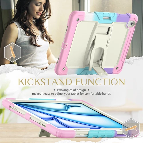For iPad Pro 13/Air 13 11 inch Heavy Duty Full Body Case Stand Cover with Strap - Picture 4 of 30
