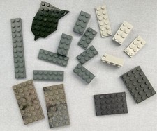 MIXED LOT OF 17 MEGA BLOKS LIGHR / MEDIUM / DARK GRAY BRICKS PLATES PARTS