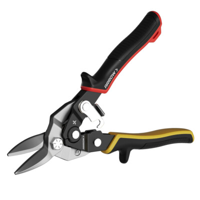 ARROW 8'' Tin Snips CR-V Steel Aviation Snips High Leverage Cutters Straight Cuts