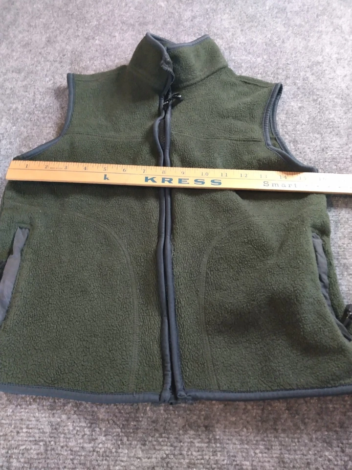 Chaleco Suéter Antiguo Azul Marino Juvenil Talla Pequeña (/7) Verde Sin Mangas Cremallera Completa Foto 3 de 4