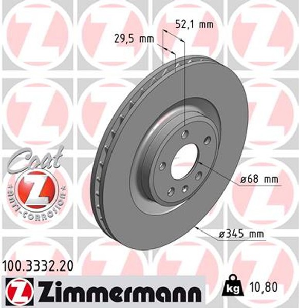 2X Zimmermann Bremsscheibe Coat Z 100.3332.20 FüR Q5 Audi A5 1LJ 8K5 8T3 8RB B8-image