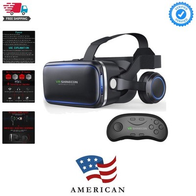 VR Headset with Remote Controller,HD 3D VR Glasses Virtual Reality Headset fo...