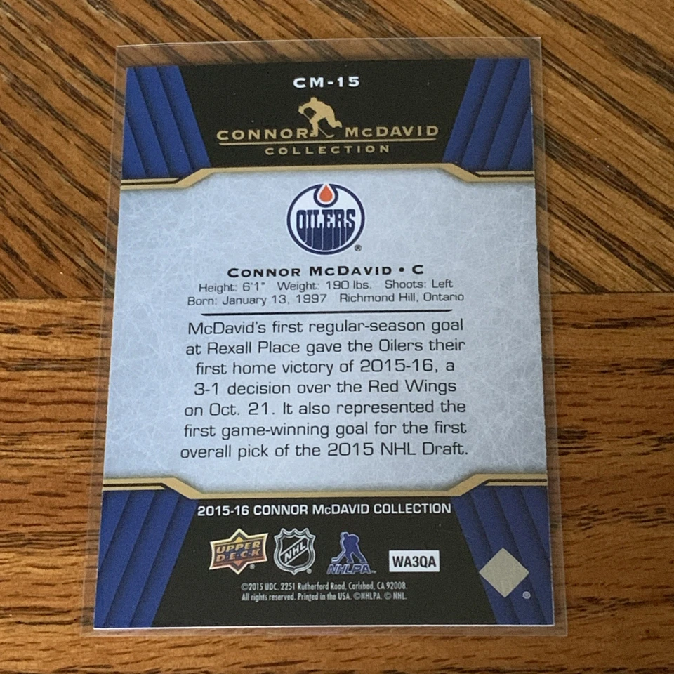 2015-16 Upper Deck Collection Box Set Connor McDavid #CM-15 Rookie RC - Image 2 of 2