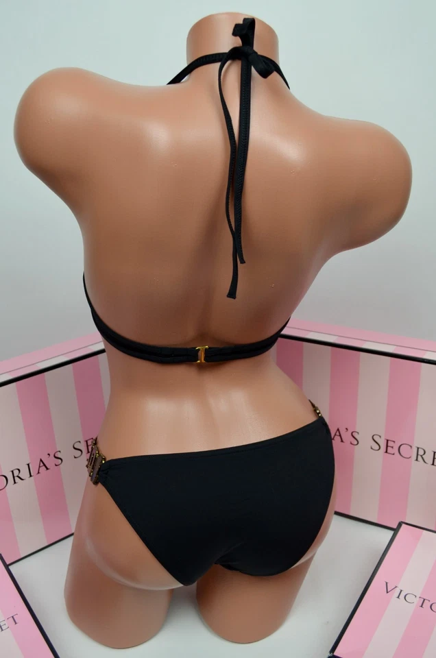 NUEVO CON ETIQUETAS Victoria's Secret Monokini Push Up de una pieza NEGRO con herrajes M Foto 4 de 4