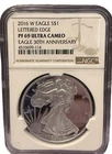 2016 W Proof American Silver Eagle LETTERED EDGE $1 NGC PF 69 UCam 30th Ann