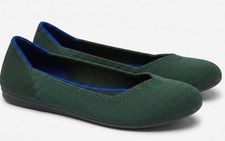 Rothy's The Flat Teal Green Knit Ballet Flats Round Toe Slip On Women's Size 8