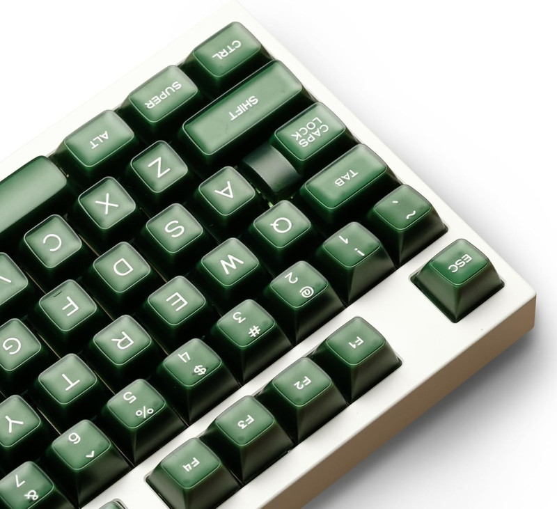 ULTRAEQUIP Emerald Jade Keycaps 142 Keys Double Shot PBT Keycaps RSA Profile, Tr