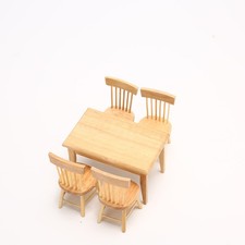 Juego de 5 piezas de mesa de comedor y sillas de madera para casa de muñecas muebles de cocina para juegos de simulación