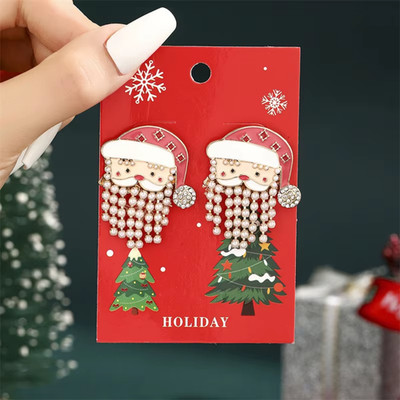 Christmas Santa Claus Earrings   Pearl Beard Holiday Cute Festive Jewelry Gift