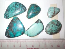 Turquoise Stone Flat Free Form Cabochon 141.5 Carat 6 pieces 28.3 gram