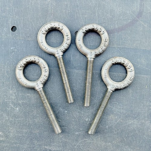 Chicago 3/8โ Machine Lifting Ring Threaded Eye Bolt Made In USA Set Of 4