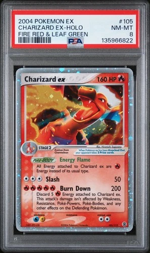 2004 POKEMON EX FIRE RED & LEAF GREEN #105 CHARIZARD EX-HOLO PSA 8