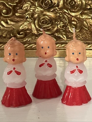 Vintage Style Christmas Caroler Candles Set of 3 Gurley Inspired Choir Girls - product listing photo