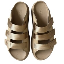 Image of NEW UGG GOLDENGLOW SLIDE PLATFORM SANDALS QUIET LUXURY STRAPPY SPORTY US 11
