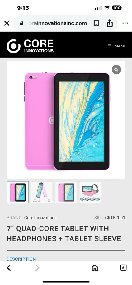 Core Innovations 7” Quad Core Tablet, NIB, MSRP $88 - Image 4 of 4
