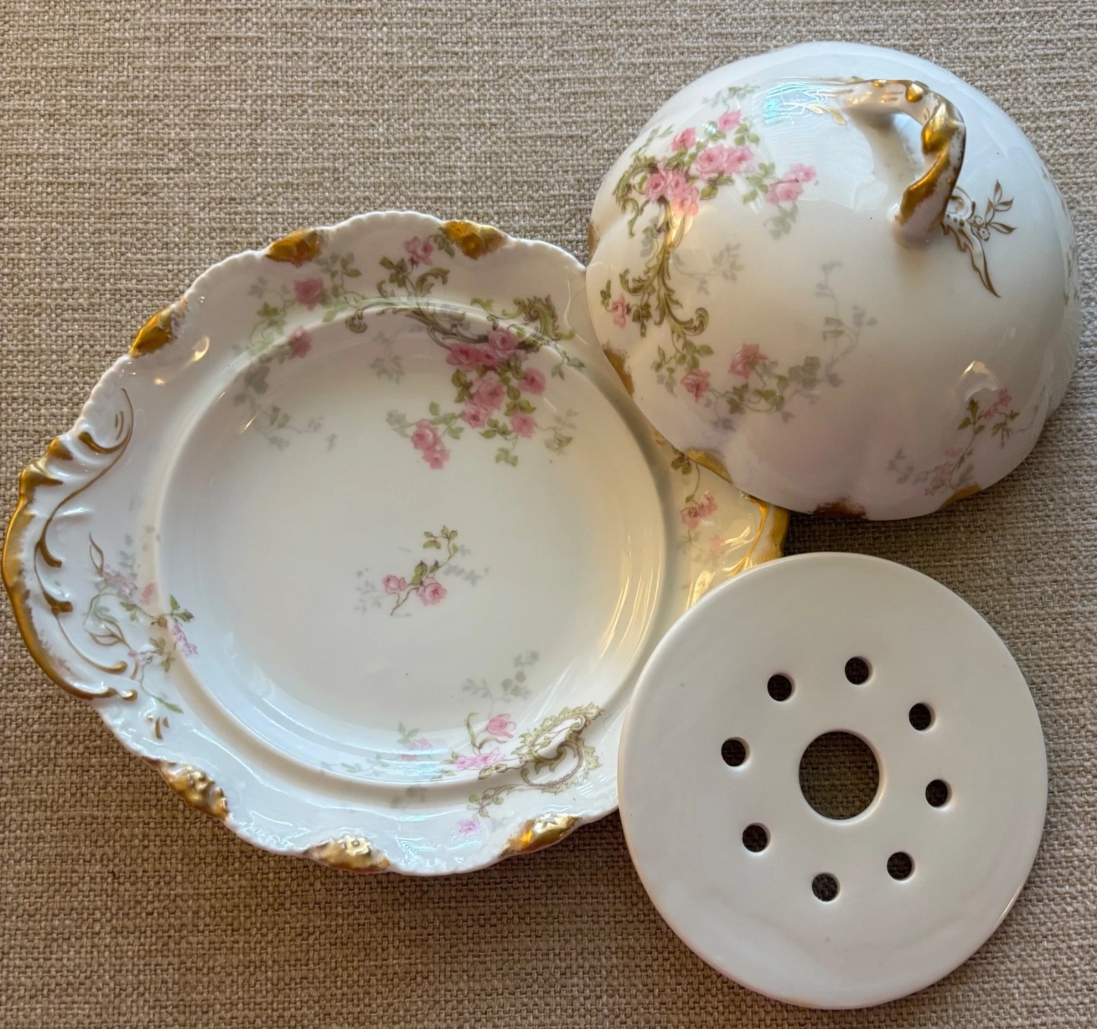 Antique Theodore Haviland Limoges Schleiger Covered Butter Dish w/Insert