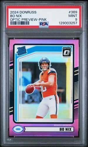 2024 PANINI DONRUSS OPTIC PREVIEW-PINK #369 BO NIX ROOKIE RC PSA 9