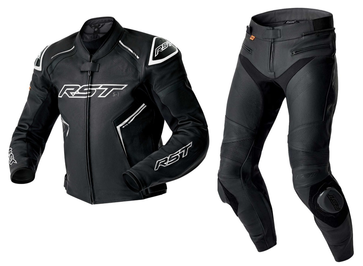 RST S1 D30 Motorcycle Sports CE Leather Jacket/Trousers 2PC Black