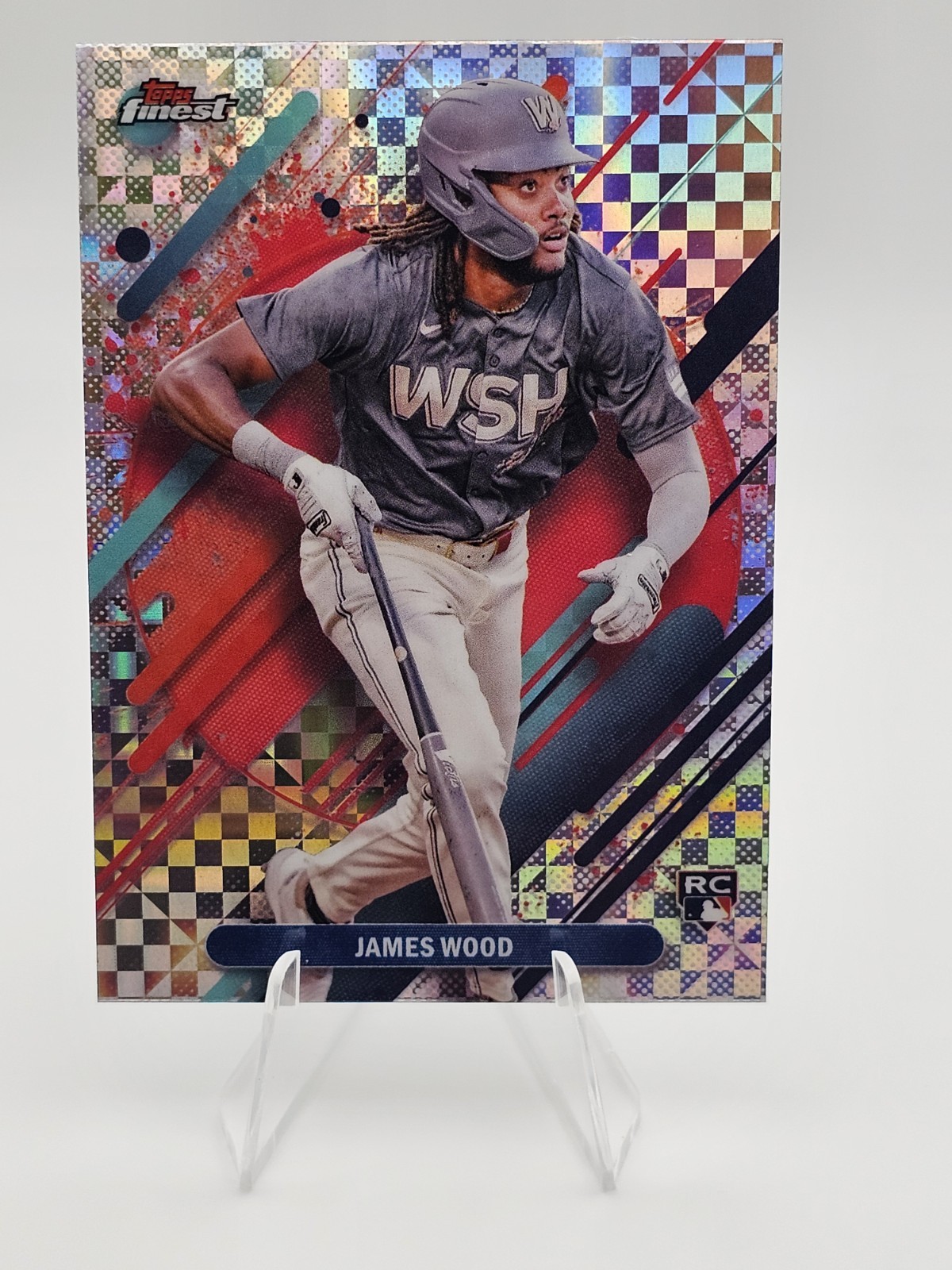 2025 Topps Finest James Wood (RC) Rare Checkerboard Refractor Rookie #300 Nats