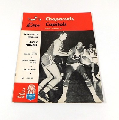 1969-70 ABA Basketball Program Dallas Chaparrals vs Washington Capitols
