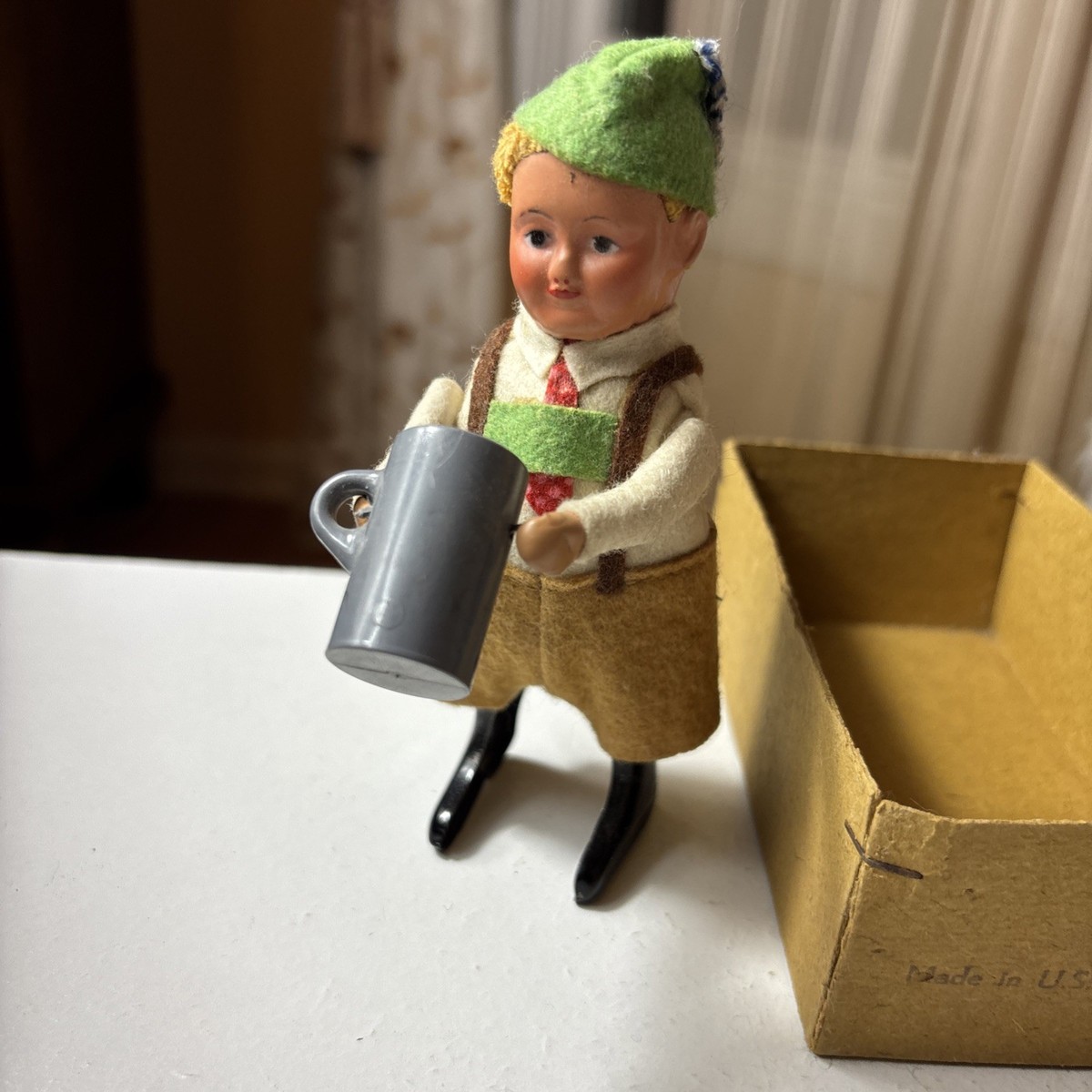 Vintage SCHUCO WIND UP Tin Bavarian Dancing MAN Boy Beer Stein
