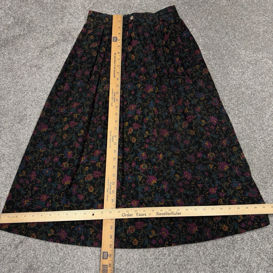 Vintage LL Bean Skirt Women 8 Small 80s Floral Patterned USA Outdoors Corduroy - Image 3 of 4