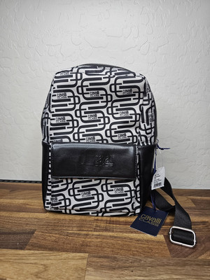 NWT Cavalli Class Crossbody Sling Backpack Grey/Black 