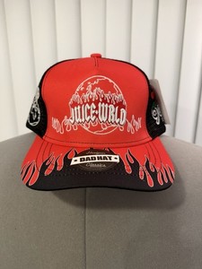 Headgear Classics Juice WRLD Flame Embroidery Red Black Mesh Trucker Hat