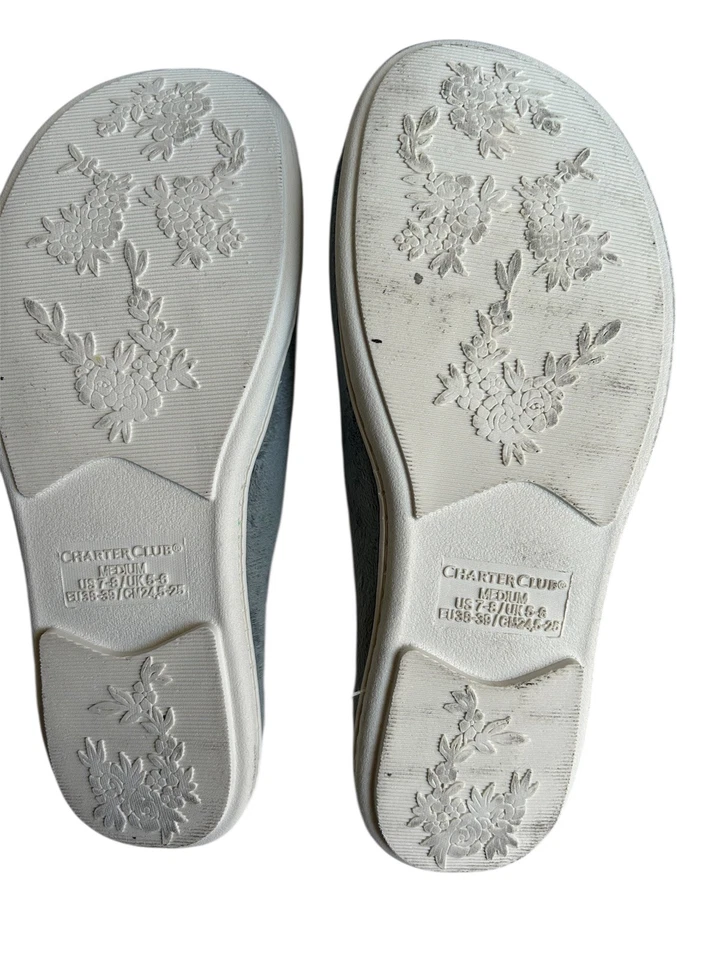 Zapatillas para mujer Charter Club gris pingüino y blanco talla M - nuevas en caja Foto 2 de 4